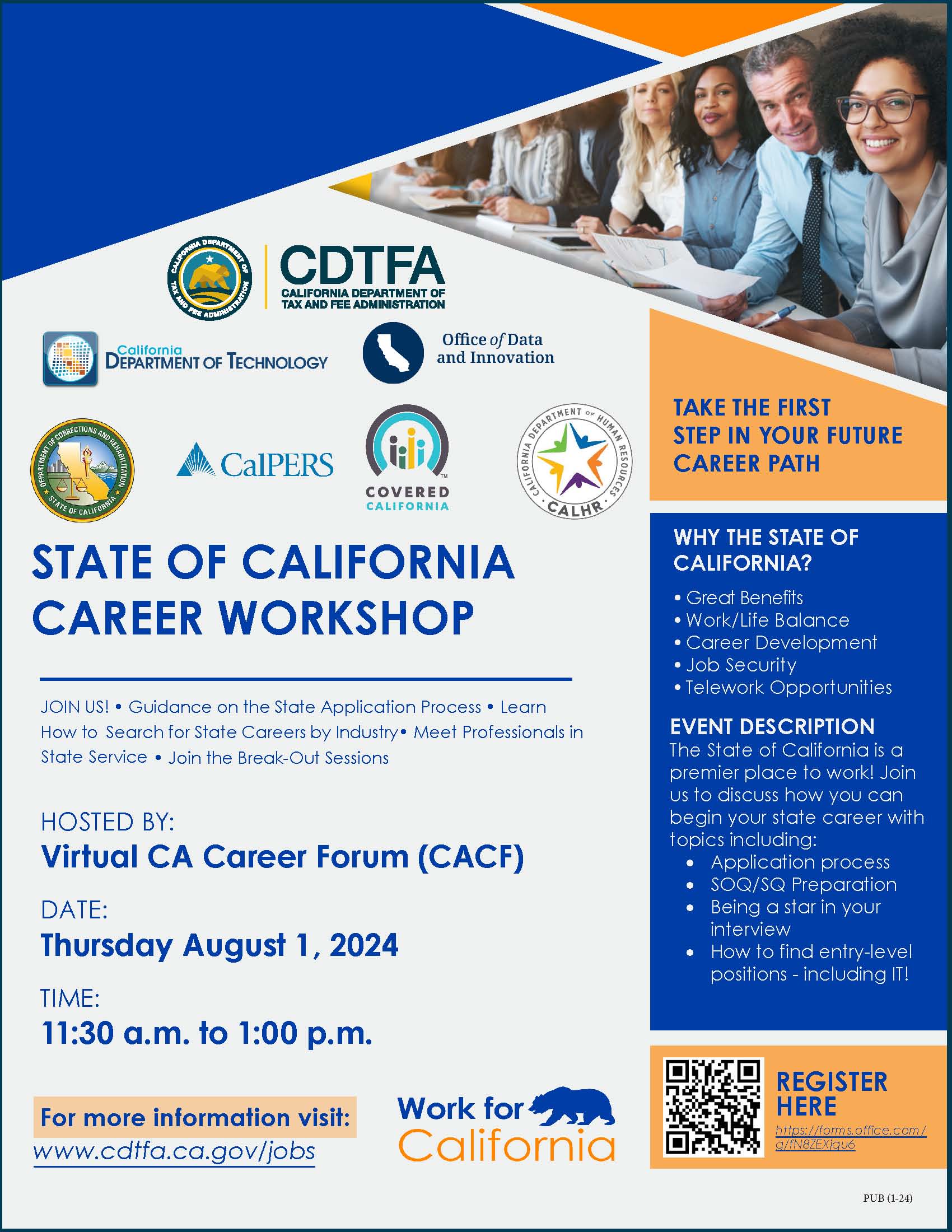 State of California Career Workshop - Virtual Event - August 1, 2024